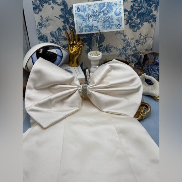 🆕 BRONX & BANCO 🧿 NWOT Evie White Strapless Bow Mini Dress, Sz S US 4 - Picture 13 of 16